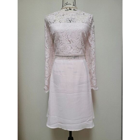 Pink Blush Lace Cocktail A-Line Long Sleeve Elegant Romantic Classy Dress XXL NW - Picture 6 of 16